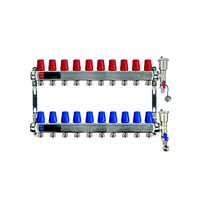ISI коллектор вентильный 1"-20 на 10 вых настенный + конечный комплект