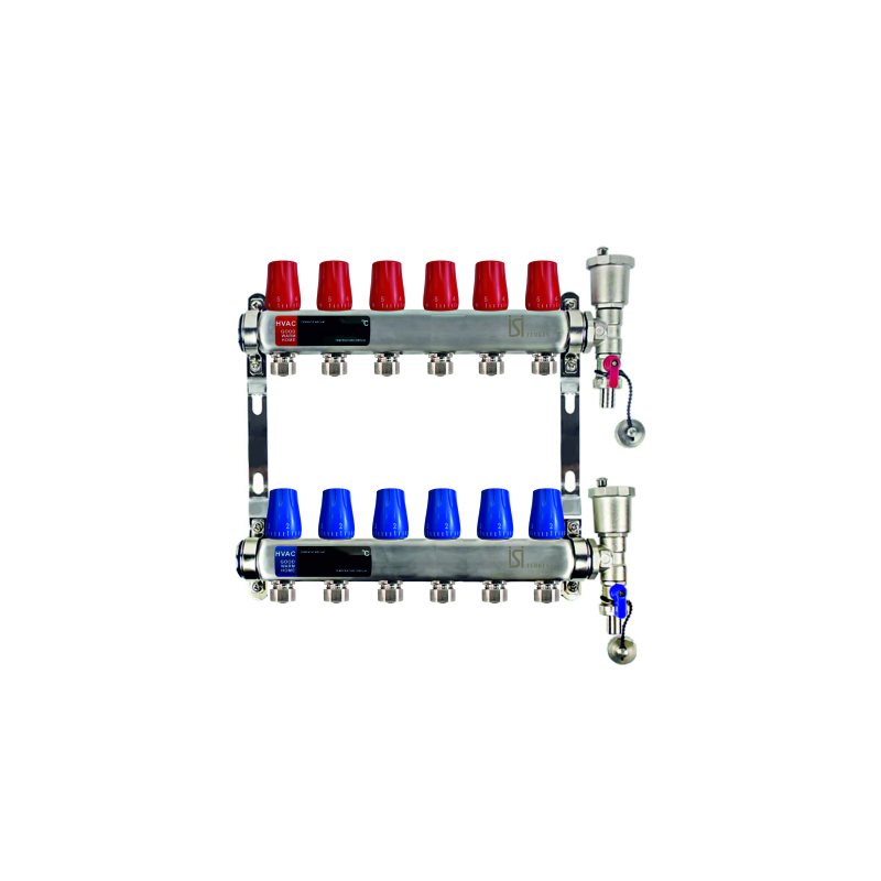 ISI коллектор вентильный 1"-20 на  6 вых настенный + конечный комплект