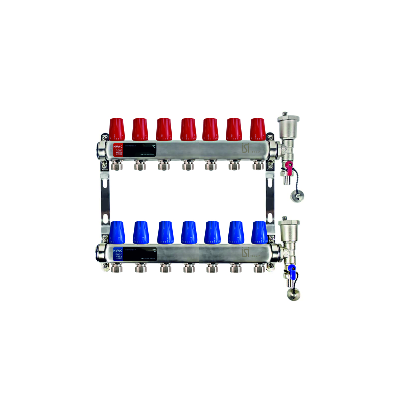 ISI коллектор вентильный 1"-20 на  7 вых настенный + конечный комплект