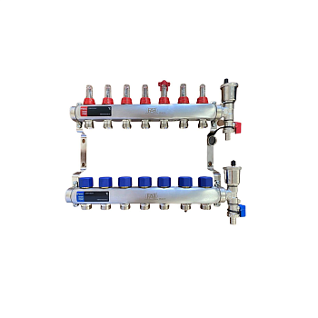 7 шығысқа арналған 1"X3/4" шығын өлшегіштері бар FAF коллекторы. нерж. + соңғы жинақ (еуроконуссыз)