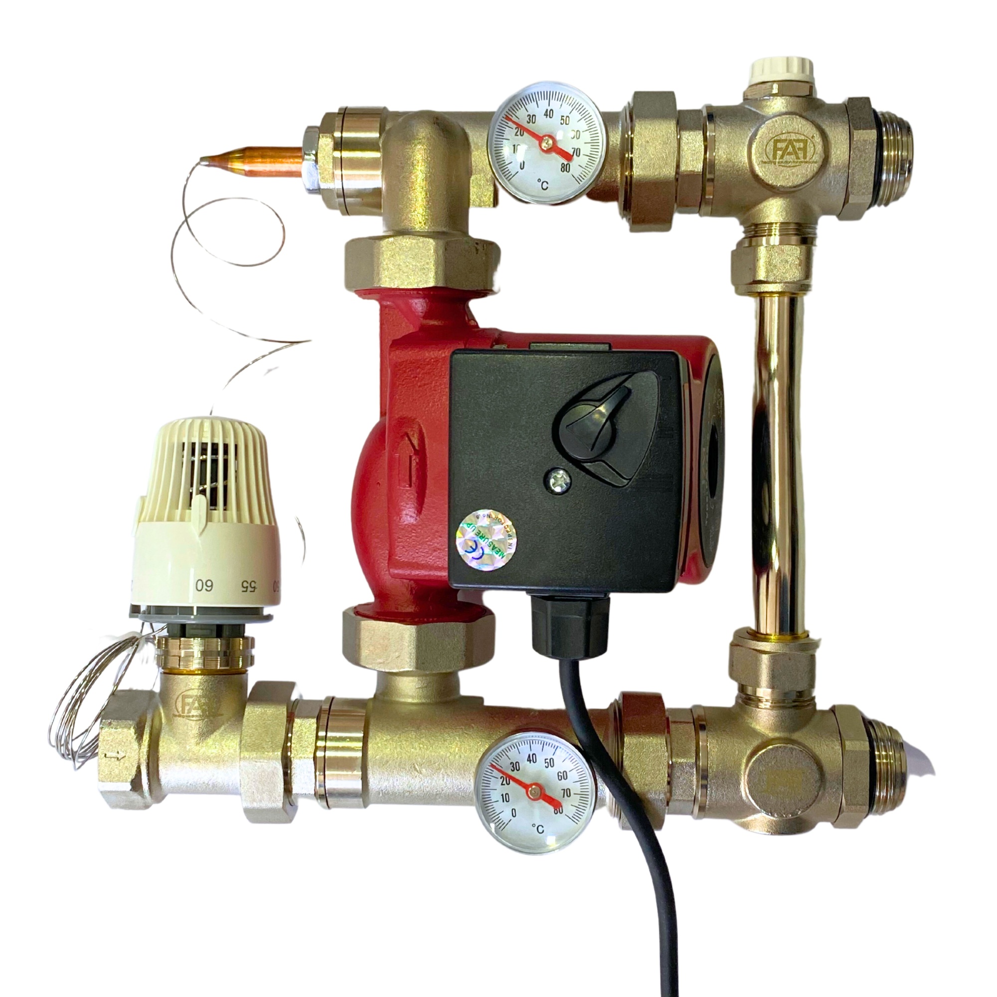 FAF Смесительный узел 1" подключение боковое с насосом