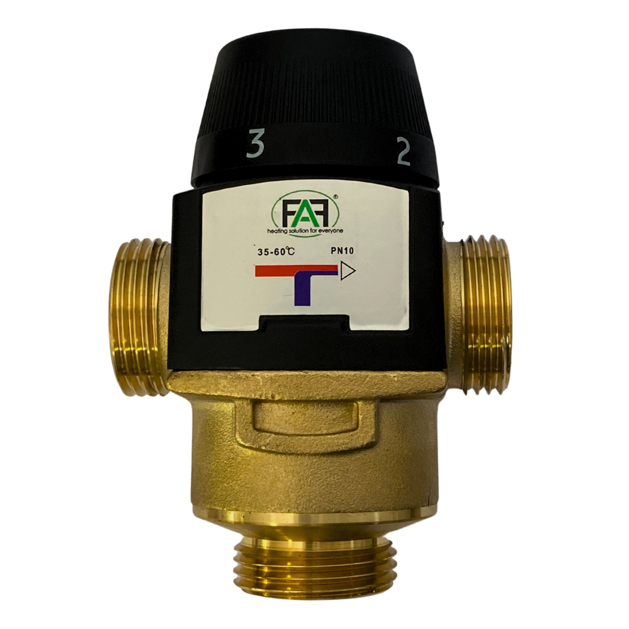FAF Трехходовой клапан смесительный 1" 35-60* (латунь)
