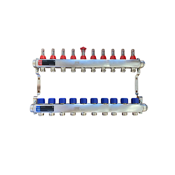 10 шығысқа арналған 1"X3/4" шығын өлшегіштері бар FAF коллекторы. нерж.  (еуроконуссыз)