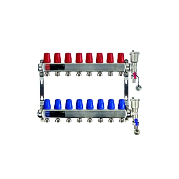 ISI коллектор вентильный 1"-20 на  8 вых настенный + конечный комплект