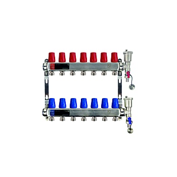 ISI коллектор вентильный 1"-20 на  7 вых настенный + конечный комплект