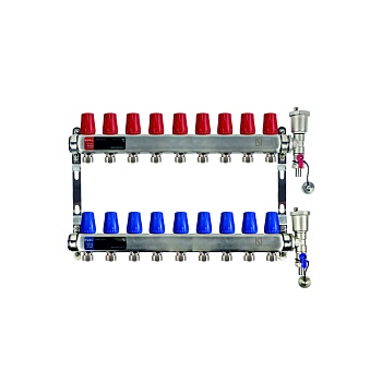ISI коллектор вентильный 1"-20 на  9 вых настенный + конечный комплект