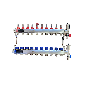 10 шығысқа арналған 1"X3/4" шығын өлшегіштері бар FAF коллекторы. нерж. + соңғы жинақ (еуроконуссыз)