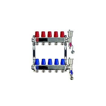 ISI коллектор вентильный 1"-20 на  5 вых настенный + конечный комплект